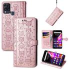 For Infinix Hot 10T Lovely Cat and Dog Embossing Pattern Horizontal Flip Leather Case , with Holder & Card Slots & Wallet & Cartoon Clasp & Lanyard(Rose Gold) - 1