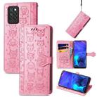 For Infinix Note 10 Pro Lovely Cat and Dog Embossing Pattern Horizontal Flip Leather Case , with Holder & Card Slots & Wallet & Cartoon Clasp & Lanyard(Pink) - 1