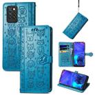 For Infinix Note 10 Pro Lovely Cat and Dog Embossing Pattern Horizontal Flip Leather Case , with Holder & Card Slots & Wallet & Cartoon Clasp & Lanyard(Blue) - 1