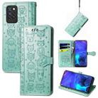 For Infinix Note 10 Pro Lovely Cat and Dog Embossing Pattern Horizontal Flip Leather Case , with Holder & Card Slots & Wallet & Cartoon Clasp & Lanyard(Green) - 1