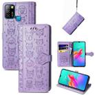 For infinix Smart 5 Lovely Cat and Dog Embossing Pattern Horizontal Flip Leather Case , with Holder & Card Slots & Wallet & Cartoon Clasp & Lanyard(Purple) - 1