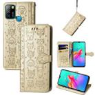 For infinix Smart 5 Lovely Cat and Dog Embossing Pattern Horizontal Flip Leather Case , with Holder & Card Slots & Wallet & Cartoon Clasp & Lanyard(Gold) - 1