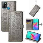 For infinix Smart 5 Lovely Cat and Dog Embossing Pattern Horizontal Flip Leather Case , with Holder & Card Slots & Wallet & Cartoon Clasp & Lanyard(Grey) - 1