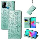 For infinix Smart 5 Lovely Cat and Dog Embossing Pattern Horizontal Flip Leather Case , with Holder & Card Slots & Wallet & Cartoon Clasp & Lanyard(Green) - 1