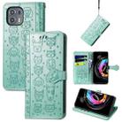 For Motorola Moto Edge 20 Lite Lovely Cat and Dog Embossing Pattern Horizontal Flip Leather Case , with Holder & Card Slots & Wallet & Cartoon Clasp & Lanyard(Green) - 1