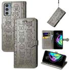 For Motorola Moto Edge 20 Lovely Cat and Dog Embossing Pattern Horizontal Flip Leather Case , with Holder & Card Slots & Wallet & Cartoon Clasp & Lanyard(Grey) - 1