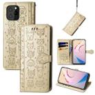 For Oukitel C21 Pro Lovely Cat and Dog Embossing Pattern Horizontal Flip Leather Case , with Holder & Card Slots & Wallet & Cartoon Clasp & Lanyard(Gold) - 1