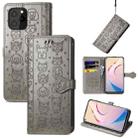 For Oukitel C21 Pro Lovely Cat and Dog Embossing Pattern Horizontal Flip Leather Case , with Holder & Card Slots & Wallet & Cartoon Clasp & Lanyard(Grey) - 1