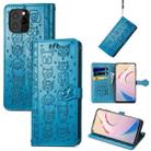 For Oukitel C21 Pro Lovely Cat and Dog Embossing Pattern Horizontal Flip Leather Case , with Holder & Card Slots & Wallet & Cartoon Clasp & Lanyard(Blue) - 1