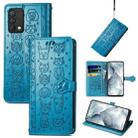 For OPPO Realme GT Master Lovely Cat and Dog Embossing Pattern Horizontal Flip Leather Case , with Holder & Card Slots & Wallet & Cartoon Clasp & Lanyard(Blue) - 1