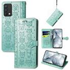 For OPPO Realme GT Master Lovely Cat and Dog Embossing Pattern Horizontal Flip Leather Case , with Holder & Card Slots & Wallet & Cartoon Clasp & Lanyard(Green) - 1