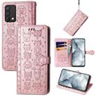 For OPPO Realme GT Master Lovely Cat and Dog Embossing Pattern Horizontal Flip Leather Case , with Holder & Card Slots & Wallet & Cartoon Clasp & Lanyard(Rose Gold) - 1