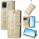 For vivo S7 Lovely Cat and Dog Embossing Pattern Horizontal Flip Leather Case , with Holder & Card Slots & Wallet & Cartoon Clasp & Lanyard(Gold) - 1