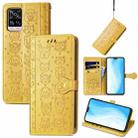 For vivo S7 Lovely Cat and Dog Embossing Pattern Horizontal Flip Leather Case , with Holder & Card Slots & Wallet & Cartoon Clasp & Lanyard(Yellow) - 1