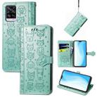 For vivo S7 Lovely Cat and Dog Embossing Pattern Horizontal Flip Leather Case , with Holder & Card Slots & Wallet & Cartoon Clasp & Lanyard(Green) - 1