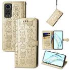 For ZTE Axon 30 5G Lovely Cat and Dog Embossing Pattern Horizontal Flip Leather Case , with Holder & Card Slots & Wallet & Cartoon Clasp & Lanyard(Gold) - 1