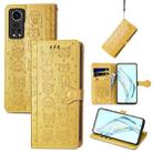 For ZTE Axon 30 5G Lovely Cat and Dog Embossing Pattern Horizontal Flip Leather Case , with Holder & Card Slots & Wallet & Cartoon Clasp & Lanyard(Yellow) - 1