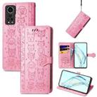 For ZTE Axon 30 5G Lovely Cat and Dog Embossing Pattern Horizontal Flip Leather Case , with Holder & Card Slots & Wallet & Cartoon Clasp & Lanyard(Pink) - 1