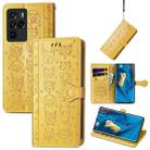 For ZTE Nubia Z30 Pro Lovely Cat and Dog Embossing Pattern Horizontal Flip Leather Case , with Holder & Card Slots & Wallet & Cartoon Clasp & Lanyard(Yellow) - 1