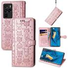 For ZTE Nubia Z30 Pro Lovely Cat and Dog Embossing Pattern Horizontal Flip Leather Case , with Holder & Card Slots & Wallet & Cartoon Clasp & Lanyard(Rose Gold) - 1