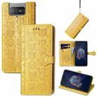 For Asus Zenfone 8 Flip Lovely Cat and Dog Embossing Pattern Horizontal Flip Leather Case , with Holder & Card Slots & Wallet & Cartoon Clasp & Lanyard(Yellow) - 1