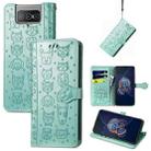 For Asus Zenfone 8 Flip Lovely Cat and Dog Embossing Pattern Horizontal Flip Leather Case , with Holder & Card Slots & Wallet & Cartoon Clasp & Lanyard(Green) - 1