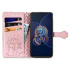 For Asus Zenfone 8 Flip Lovely Cat and Dog Embossing Pattern Horizontal Flip Leather Case , with Holder & Card Slots & Wallet & Cartoon Clasp & Lanyard(Rose Gold) - 3
