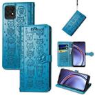 For Huawei Maimang 10 SE Lovely Cat and Dog Embossing Pattern Horizontal Flip Leather Case , with Holder & Card Slots & Wallet & Cartoon Clasp & Lanyard(Blue) - 1