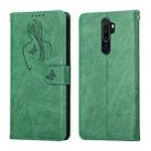 For OPPO A9 2020 / A5 2020 Beauty Girl Embossing Pattern Horizontal Flip Leather Case with Holder & Card Slot & Wallet & Photo Frame(Green) - 1
