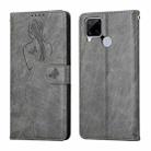 For OPPO Realme C15 Beauty Girl Embossing Pattern Horizontal Flip Leather Case with Holder & Card Slot & Wallet & Photo Frame(Grey) - 1