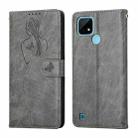 For OPPO Realme C21 Beauty Girl Embossing Pattern Horizontal Flip Leather Case with Holder & Card Slot & Wallet & Photo Frame(Grey) - 1