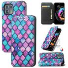 For Motorola Edge 20 Lite Colorful Magnetic Horizontal Flip PU Leather Case with Holder & Card Slot & Wallet(Purple Scales) - 1