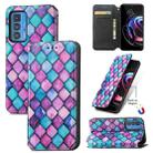 For Motorola Edge 20 Pro Colorful Magnetic Horizontal Flip PU Leather Case with Holder & Card Slot & Wallet(Purple Scales) - 1