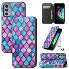 For Motorola Edge 20 Colorful Magnetic Horizontal Flip PU Leather Case with Holder & Card Slot & Wallet(Purple Scales) - 1