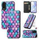 For Huawei nova 8 SE Youth Colorful Magnetic Horizontal Flip PU Leather Case with Holder & Card Slot & Wallet(Purple Scales) - 1