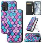 For OPPO Realme GT Master Colorful Magnetic Horizontal Flip PU Leather Case with Holder & Card Slot & Wallet(Purple Scales) - 1