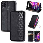 For Infinix Hot 10T Cubic Grid Pressed Horizontal Flip Magnetic PU Leather Case with Holder & Card Slots & Wallet(Black) - 1