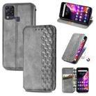 For Infinix Hot 10T Cubic Grid Pressed Horizontal Flip Magnetic PU Leather Case with Holder & Card Slots & Wallet(Grey) - 1