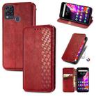 For Infinix Hot 10T Cubic Grid Pressed Horizontal Flip Magnetic PU Leather Case with Holder & Card Slots & Wallet(Red) - 1