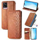 For vivo S7 Cubic Grid Pressed Horizontal Flip Magnetic PU Leather Case with Holder & Card Slots & Wallet(Brown) - 1