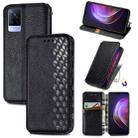 For vivo V21 Cubic Grid Pressed Horizontal Flip Magnetic PU Leather Case with Holder & Card Slots & Wallet(Black) - 1