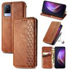 For vivo V21 Cubic Grid Pressed Horizontal Flip Magnetic PU Leather Case with Holder & Card Slots & Wallet(Brown) - 1