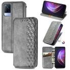 For vivo V21 Cubic Grid Pressed Horizontal Flip Magnetic PU Leather Case with Holder & Card Slots & Wallet(Grey) - 1