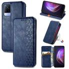 For vivo V21 Cubic Grid Pressed Horizontal Flip Magnetic PU Leather Case with Holder & Card Slots & Wallet(Blue) - 1