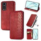 For ZTE Axon 30 5G Cubic Grid Pressed Horizontal Flip Magnetic PU Leather Case with Holder & Card Slots & Wallet(Red) - 1