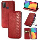 For Alcatel 1S 2021 Cubic Grid Pressed Horizontal Flip Magnetic PU Leather Case with Holder & Card Slots & Wallet(Red) - 1