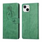 For iPhone 13 mini Beauty Girl Embossing Pattern Horizontal Flip Leather Case with Holder & Card Slot & Wallet & Photo Frame (Green) - 1