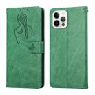 For iPhone 13 Pro Beauty Girl Embossing Pattern Horizontal Flip Leather Case with Holder & Card Slot & Wallet & Photo Frame (Green) - 1