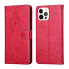 For iPhone 13 Pro Beauty Girl Embossing Pattern Horizontal Flip Leather Case with Holder & Card Slot & Wallet & Photo Frame (Red) - 1