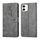 For iPhone 11 Beauty Girl Embossing Pattern Horizontal Flip Leather Case with Holder & Card Slot & Wallet & Photo Frame (Grey) - 1